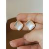 Elegant Geometric Square Ear Studs Autumn and Winter Opal