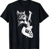 Autumn New American Men's and Women's Rock Guitar Cat Printed T-shirt Pure Cotton Round Neck Comfortable High Quality T-shirt