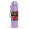 1PC Leopard Lips Rose Graphic,750ml Color Plastic Sports Water Bottle,Leakproof Flip Straw Lid,Suitable for Sports Office Home Use