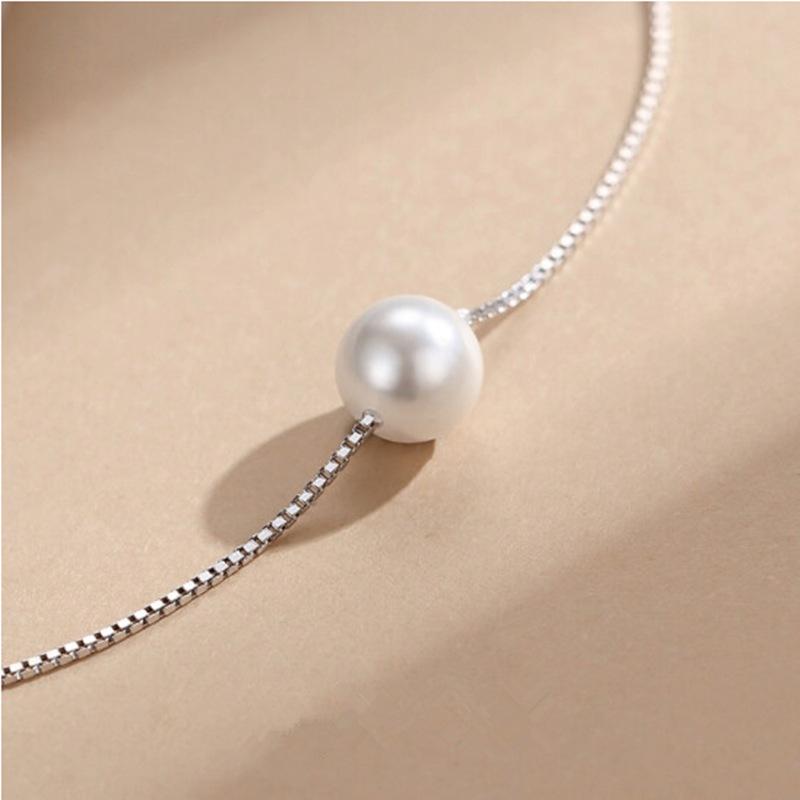 Жемчужное ожерелье из стерлингового серебра 925 пробы, жемчужное ожерелье из ракушек, цепочка в форме коробки, украшение для индивидуальности, темпераментная женская цепочка на ключицу