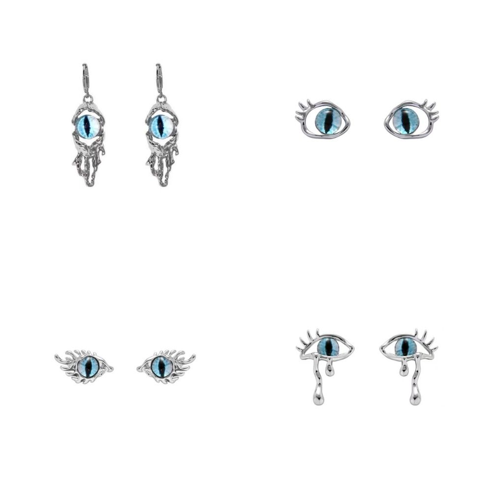 Модные серьги-гвоздики «кошачий глаз» Эстетические серьги-гвоздики «сглаз» для девочек