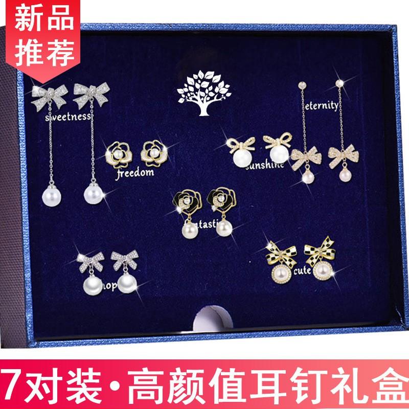 Sterling Camellia Flower Pearl Earring Set Women Elegant Floral Studs Gift Valentines Day