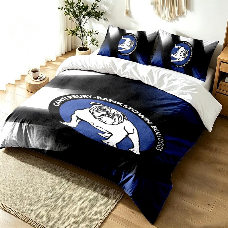 Canterbury Bulldogs 3pc Duvet Cover Set Simple Modern Bedding Set Wrinkle Resistant Soft Fabric All Season Use a perfect gift