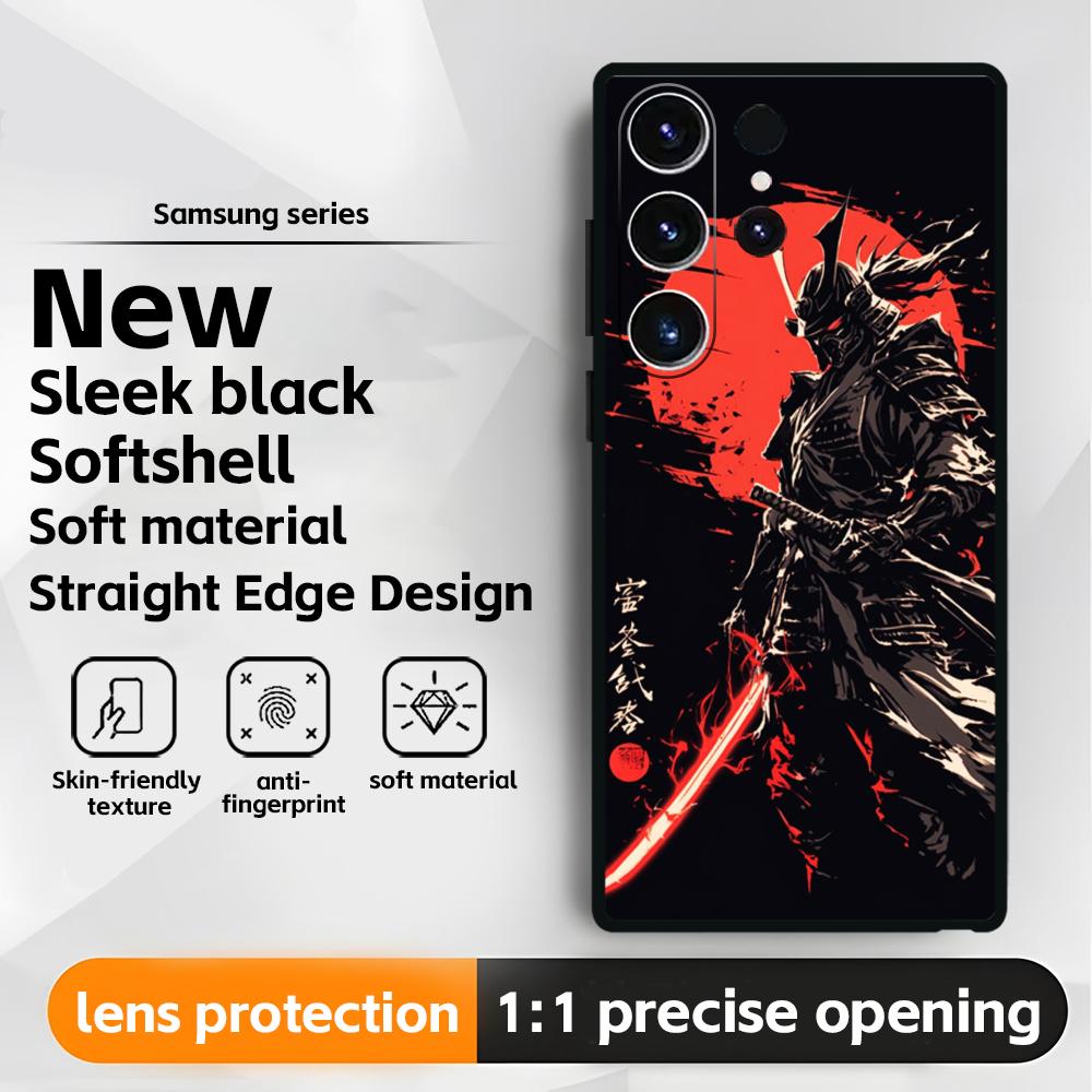 Japanese Bushido Samurai ghost Phone Case For Samsung Galaxy S25 S24 S23 S22 S21 S20 Plus Ultra Note20 Soft Black