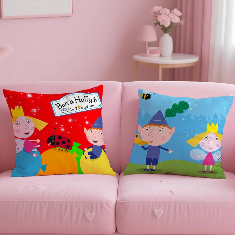 cartoon Ben And Hollys Little Kingdom Cushion Cover Soft EasyWash Pillow Case Versatile for Couch Bed Travel and Office