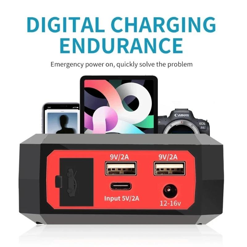 12 В автомобильный пусковой аккумулятор Power Bank 1600A Автомобильное зарядное устройство для аккумулятора Автоматическое аварийное пусковое устройство Автомобильное светодиодное освещение