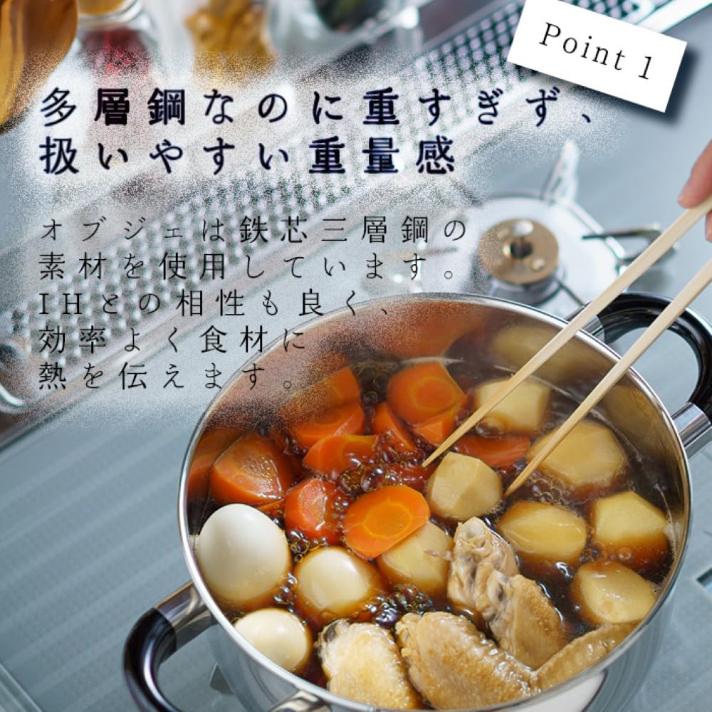 Miyazaki Seisakusho Objet Made in IH Steamer, 28cm, Japan, 5-Year Warranty, Compatible, Lightweight, OJ-19-1S