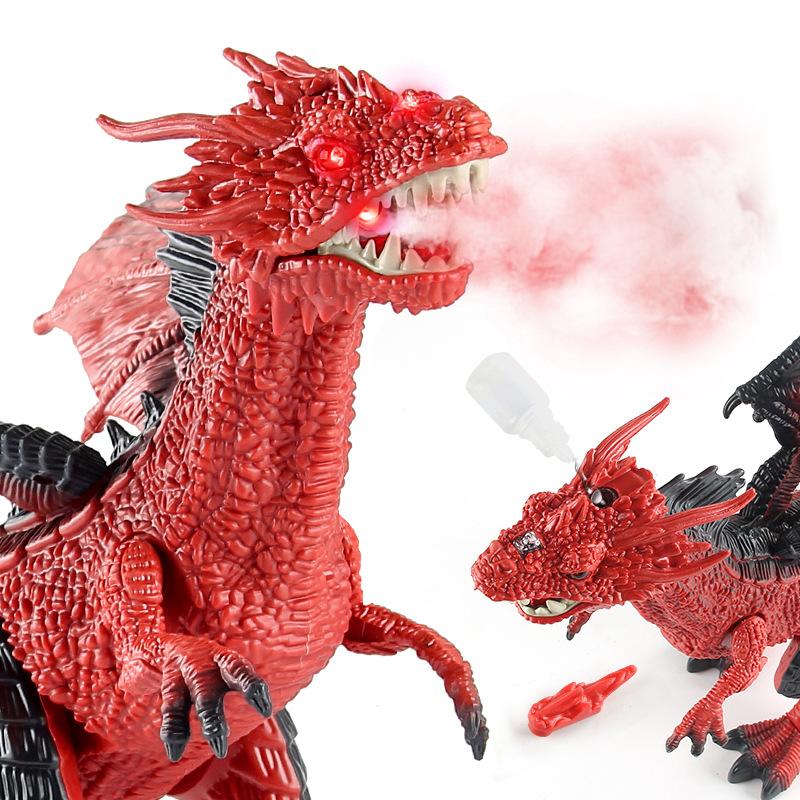 Electric Infrared Remote Control Spray Flying Dragon Toy Sound And Light Walking Dinosaur Children Dinosaur Model Toy