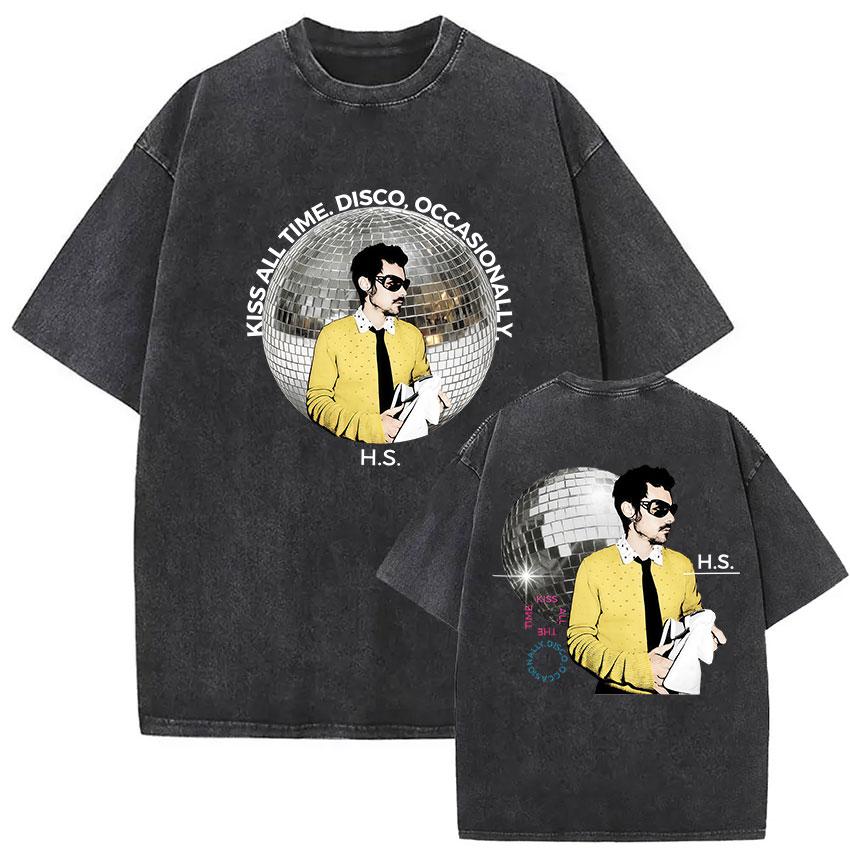 Kiss All The Time Disco Occasionally Tour Vintage Washed T Shirt Men Women High Quality Oversized Cotton Tshirt Streetwear
