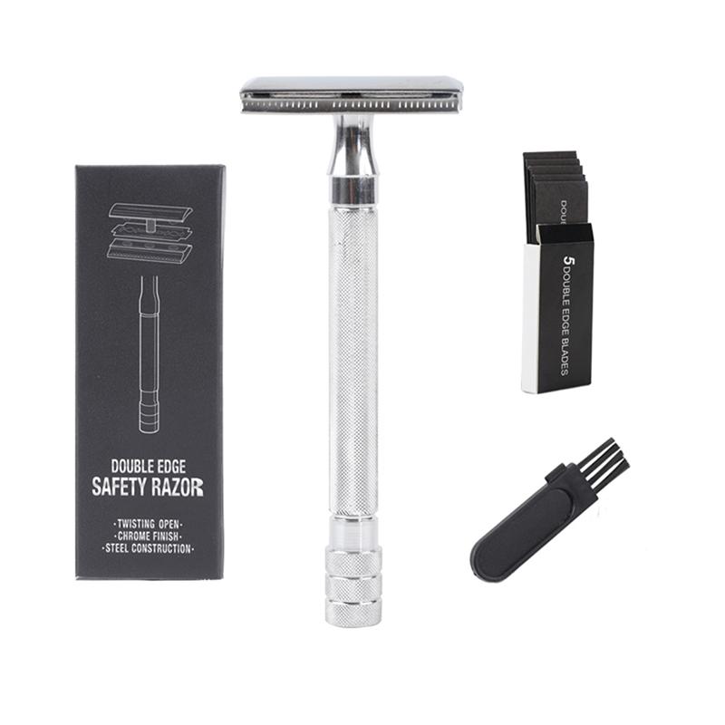 Classic Mens Shaving Adjustable Safety Shaving Razor With Small Brush & Blade