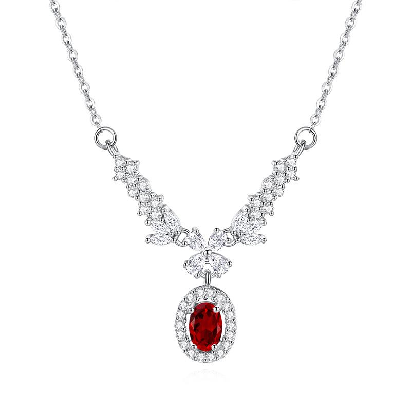 S925 Sterling Silver Crystal Stone Necklace for Women Natural Stone Collarbone Chain Fashion Versatile Summer Jewelry