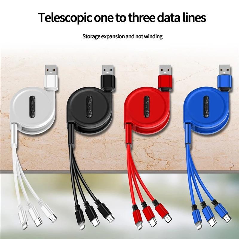 3 в 1 USB-кабель для быстрой зарядки Кабель USB Type C для iPhone Samsung Huawei Xiaomi Micro USB Lightning Cable Зарядное устройство
