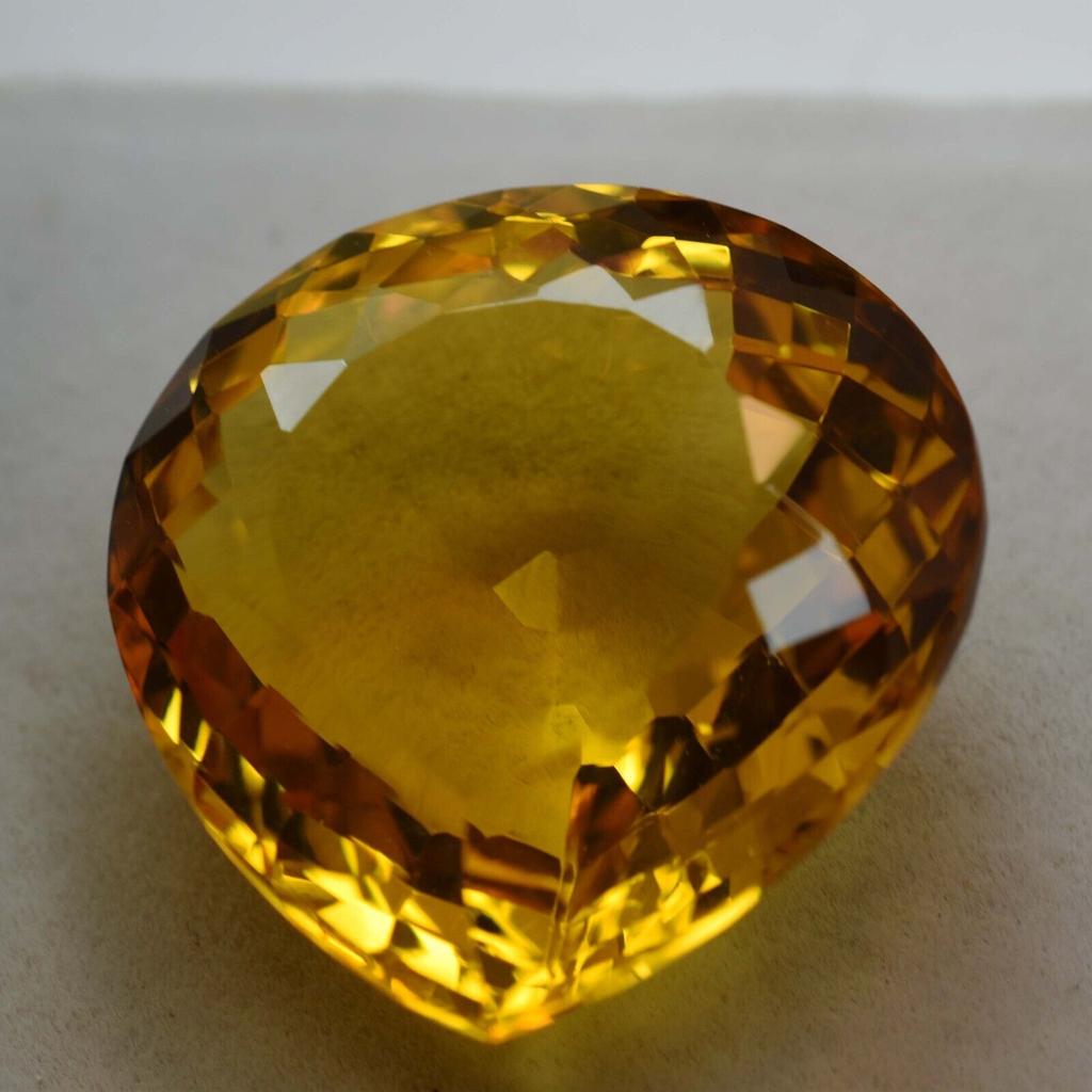 AA++ 84.40 Ct Lab-Created Topaz Yellow PEAR SHAPE Loose Gemstone
