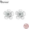 BAMOER Moissanite 925 Sterling Silver Stud Earrings Brilliant Sakura Shape VVS1 Clarity Lab Created Diamond Earrings