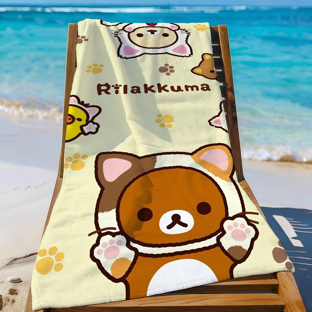 Мультяшный Милый R-Rilakkuma-S Милое Полотенце Спортивное Быстросохнущее Туристическое Снаряжение для Кемпинга Пескостойкое Мягкое Легкое Большое Пляжное Полотенце