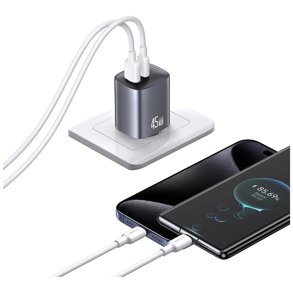 USAMS CC290 T66 45W GaN Wall Charger 1xUSB-A 1xUSB-C Tarnish