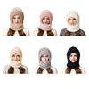 Yousheng Riding Headgear 3 In 1 Hat Scarf Face Guard Solid Color Plush Ball Decor Thickened Warm Windproof Winter Hat