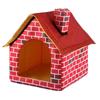 Waterproof Pet House for Dogs and Cats, Red Portable Brick Dog House Foldable and Removable Washable Pet Bed for Puppies All-Year Use