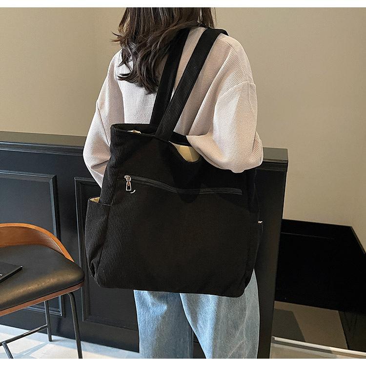 Вельветовая сумка женская большой вместимости новая летняя повседневная на плечо универсальная сумка-тоут для студентки