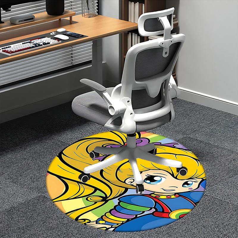 Rainbow Brite Colorful Cartoon Chair Mat - Round Carpet for Home Decor