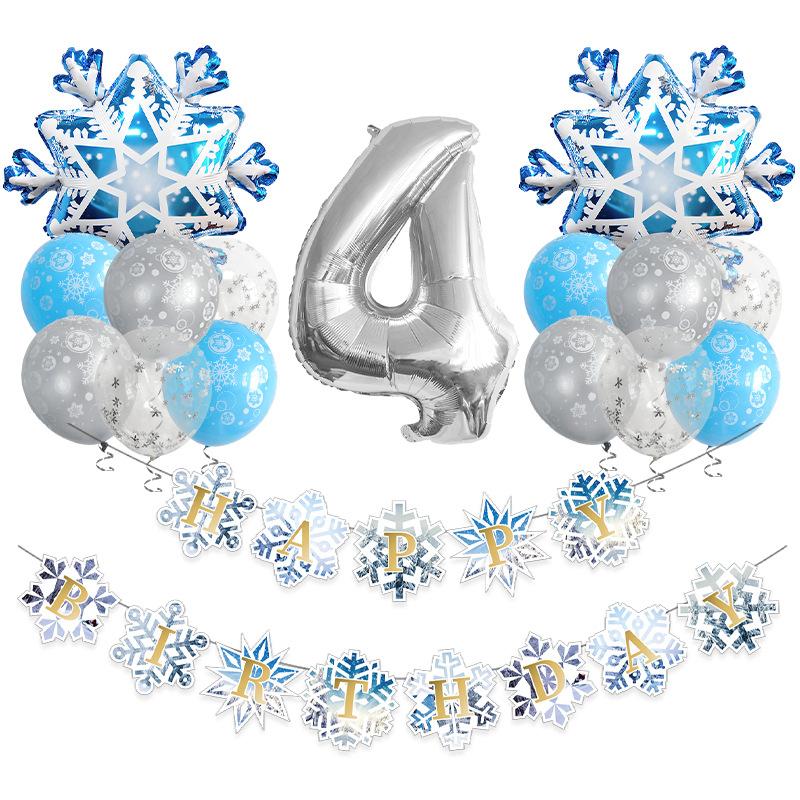 Christmas Snowflake Aluminum Film Balloon Set 32 Inch Digital Flag Children'S Birthday Party Decoration