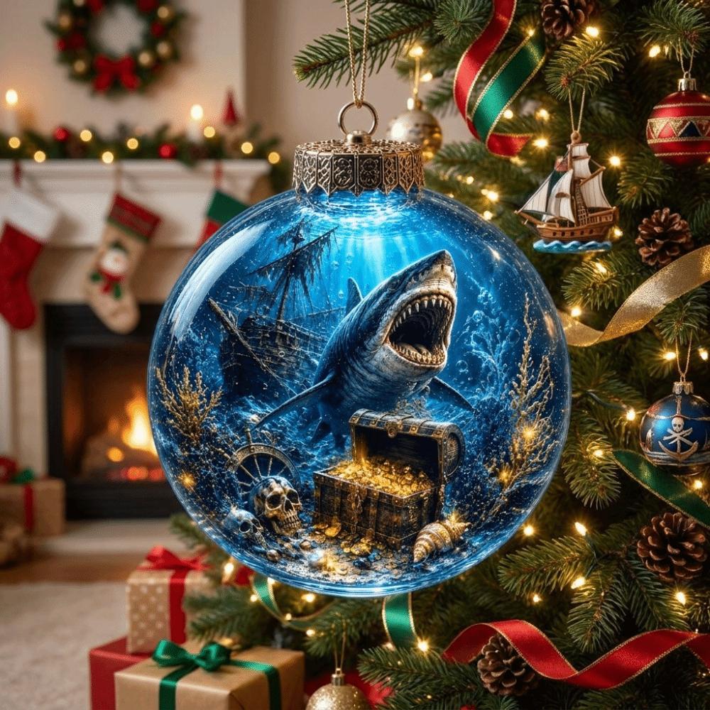 Acrylic Ocean Series Crystal Ball Pendant Skeleton Design Marine Animals Luminous Crystal Ball Pendant Hanging Transparent