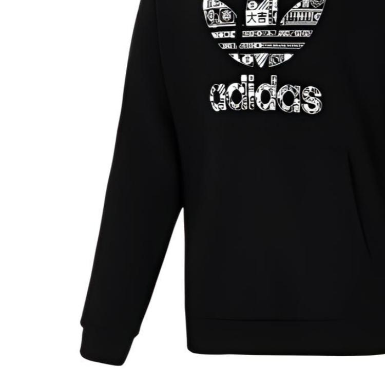 adidas Мужская толстовка с капюшоном с логотипом Originals Trefoil, черный GT4356