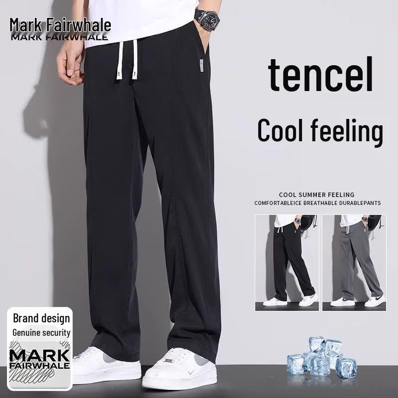 MARK FAIRWHALE Men's Summer Tencel Lyocell Cool-Touch Straight-Leg Casual Pants