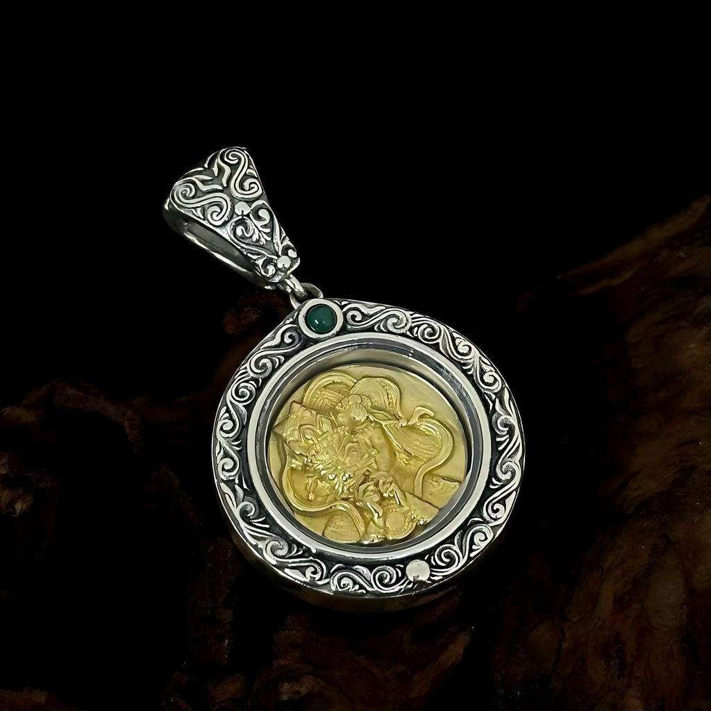 Серебряный кулон-ожерелье с изображением Будды S925 с универсальной застежкой и дизайном шестислоговой мантры