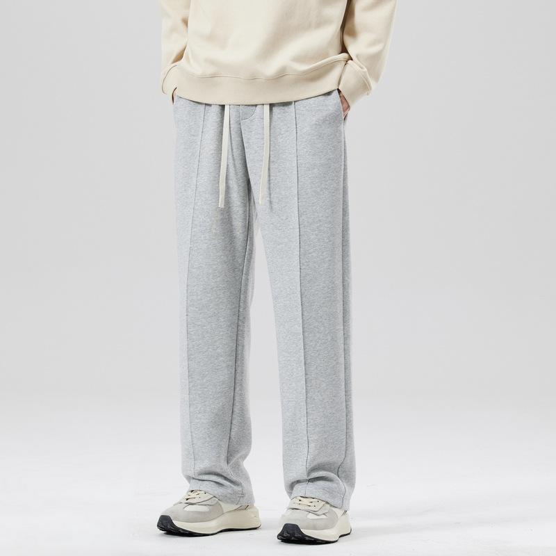 Мужские прямые вязаные спортивные штаны в весенне-осеннем стиле, свободные повседневные брюки, подростковые вязаные прямые спортивные штаны на шнурке