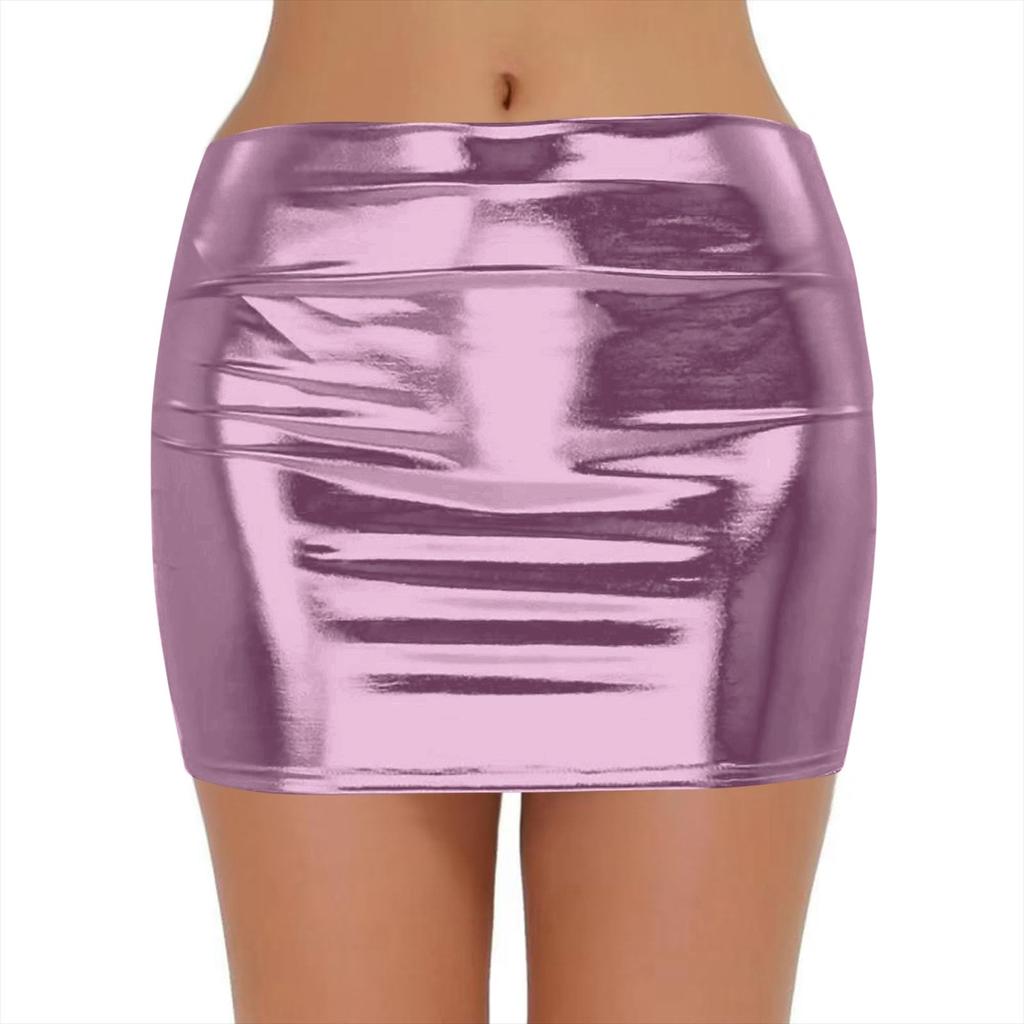 Женская модная однотонная блестящая эластичная облегающая юбка, сексуальная юбка-карандаш с высокой талией для вечеринок и клубов