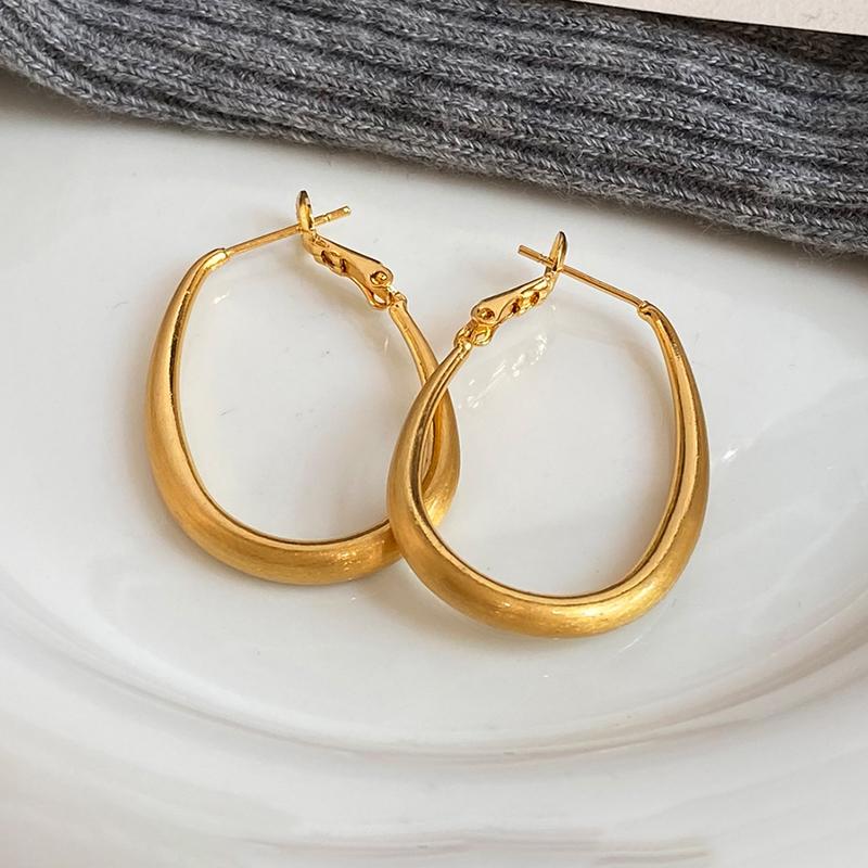 PONYKISS Стерлинговое Серебро 18K Золото Преувеличенное Овальное Кольцо Серьга для Женщин Минималистичный Изящный Модный Аксессуар
