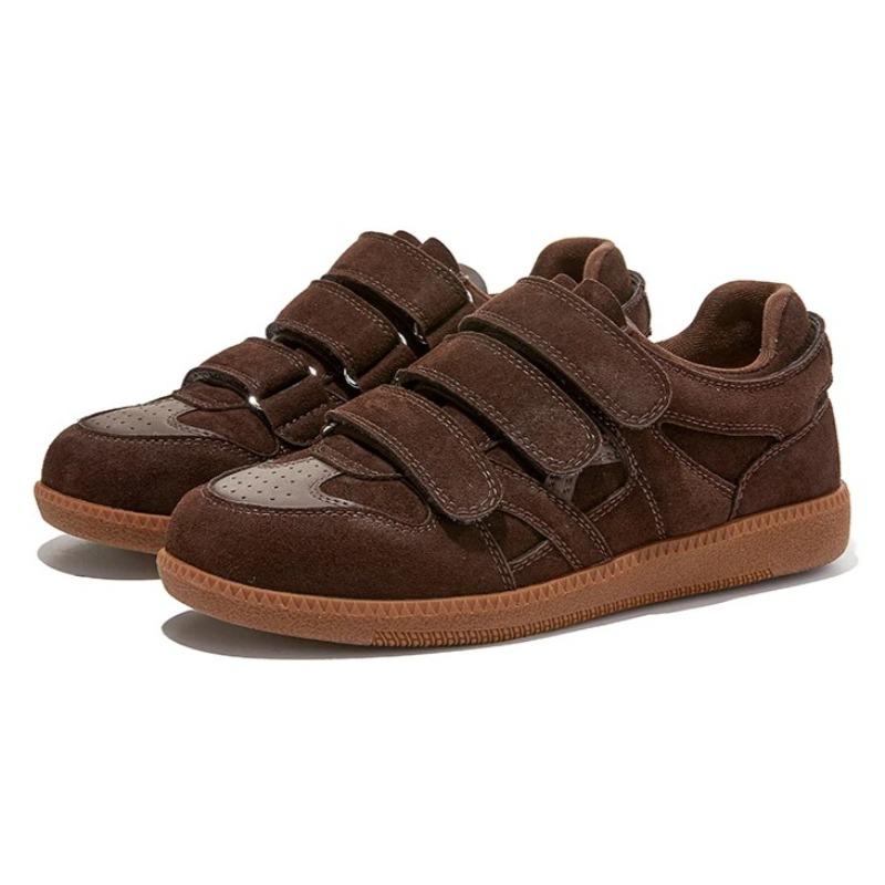 2026 Spring New Genuine Leather Sneakers Women Vintage Brown Suede Flat German Training Shoes Comfortable Outdoor Running Shoes