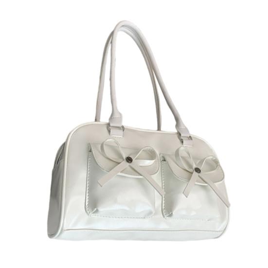 Женская сумка-тоут из искусственной кожи, наплечная сумка с милыми бантиками, водонепроницаемая повседневная сумка для поездок на работу, прогулок по улице, ежедневных дел