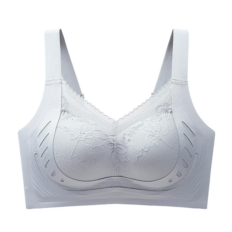 Underwear women's thin styles, large breasts, small soft support, gathering without steel ring, double breasts, anti-sagging lace,large size bra cover