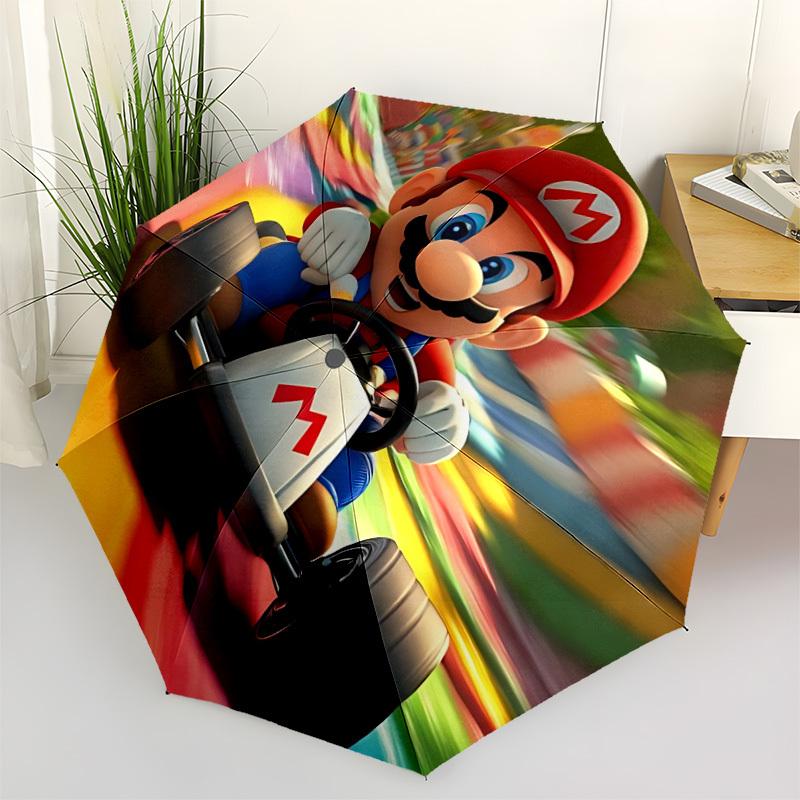 1pc Mario Automatic Folding Cute Umbrella - Compact 8-Rib Design, Durable Plastic & Iron, Perfect Gift for Friends & Family, Outdoor Umbrella, Fashion