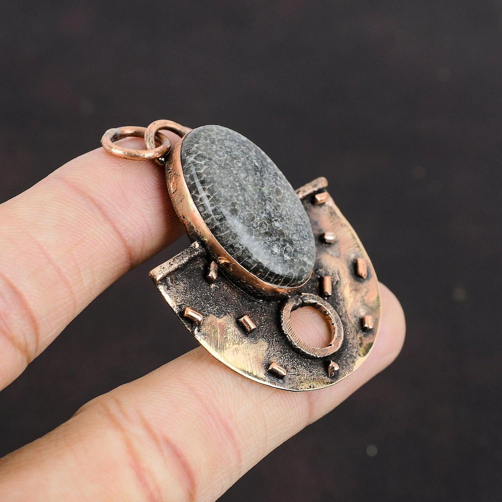 Подвеска из коралла ската, медная подвеска, подвеска из драгоценного камня, ювелирное изделие ручной работы, новейший дизайн, изящное медное ювелирное изделие, подарок на годовщину для мамы