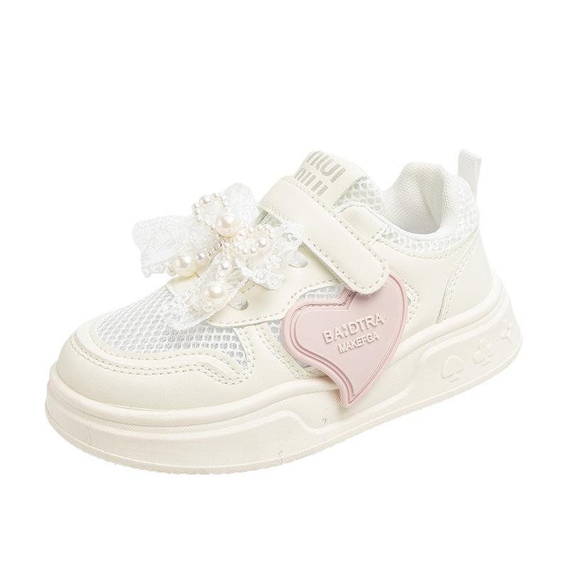 Детская спортивная обувь с перламутровым бантом, противоскользящая, износостойкая, дышащая, новая повседневная обувь для девочек на открытом воздухе