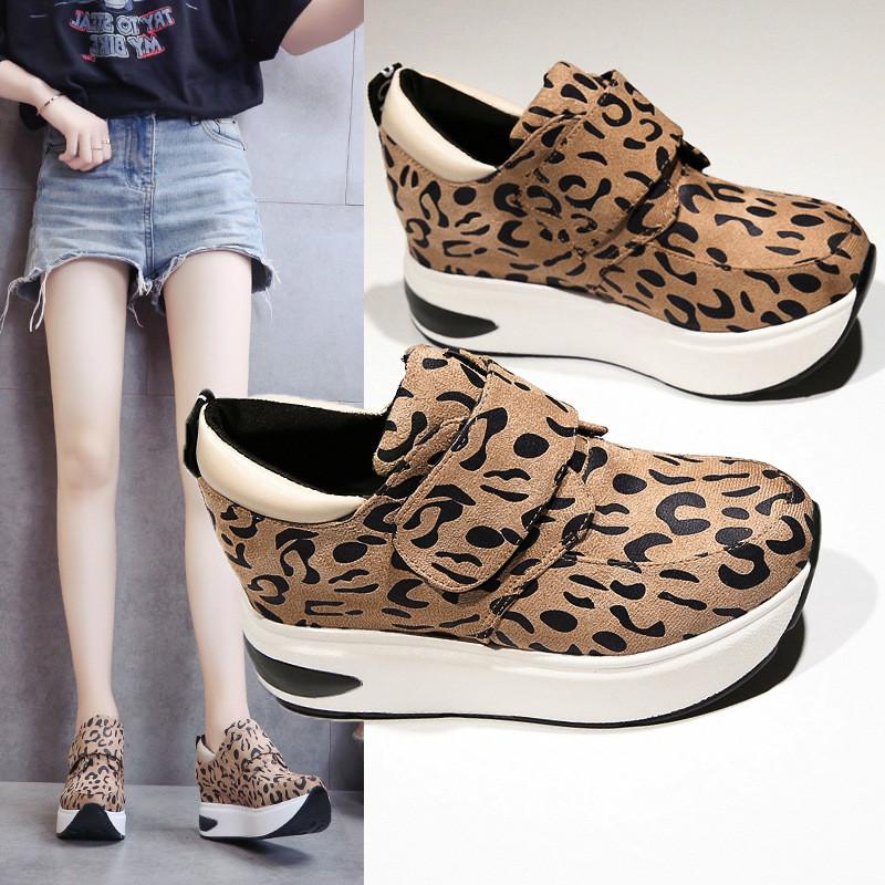 Женская мода с леопардовым принтом на толстой подошве, плоская обувь, повседневная обувь для прогулок