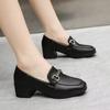 Thick Heel Shallow Mouth Single Shoes Women's Autumn New One-pedal Soft Leather Small Leather Shoes Lazy