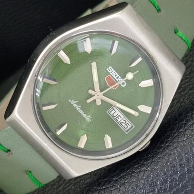 ЯПОНИЯ ВИНТАЖ SEIKO 5 АВТОМАТИЧЕСКИЕ 6309A МУЖСКИЕ ЧАСЫ С ЗЕЛЕНЫМ ЦИФЕРБЛАТОМ a701471-5