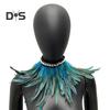 Faux Feather Scarf Faux Pearl Decor Soft Adjustable Lace-up Ribbon Retro Gothic Collar Cosplay Party Stage Performance Faux Feather Collar Dancer