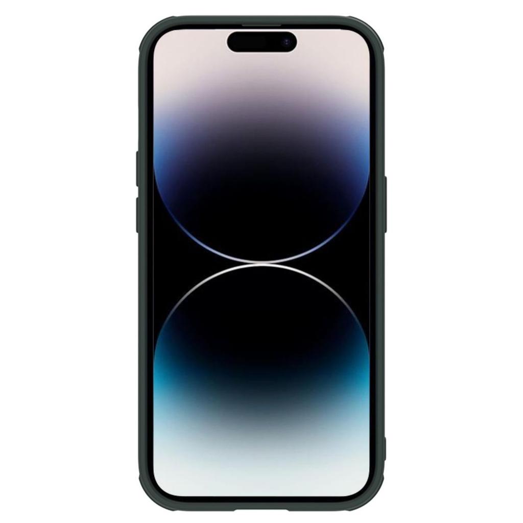 Nillkin Shielded Textured Case for iPhone 14 Pro - Rugged Green Cover with Camera Protector