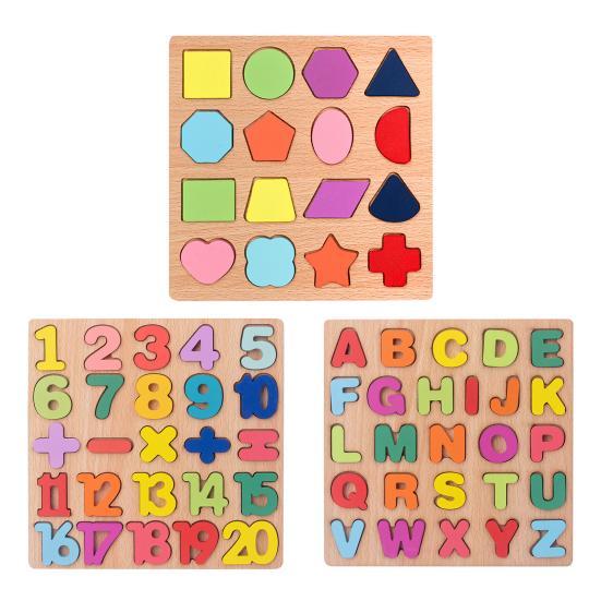 Деревянная головоломка для малышей, алфавит, познание чисел, дошкольное обучение, игра на сопоставление фигур, ранняя образовательная игрушка-головоломка