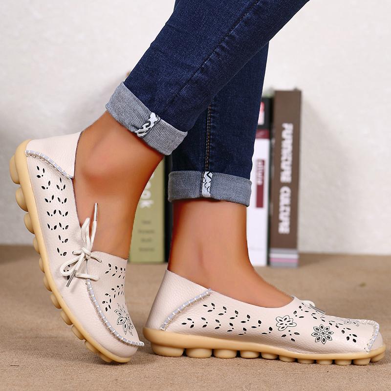 Модные женские балетки из натуральной кожи с бантом, повседневные балетки, туфли с перфорацией, женские слипоны, теннисные туфли, zapatos mujer, большой размер