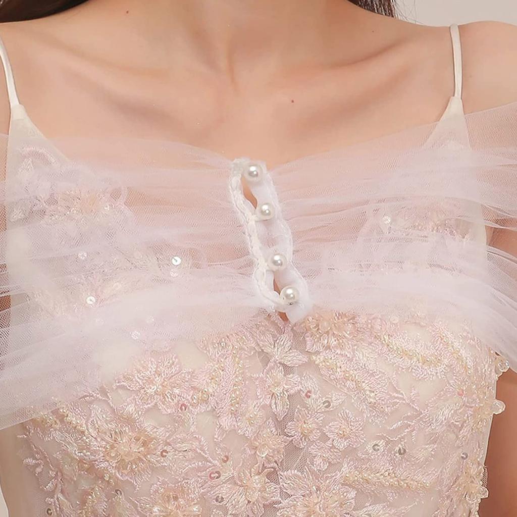 Wedding Stole Women Tulle Stole Tulle Wedding Shawl For Bride Bridal Stole Wrap Off Shoulder Shawl Sheer Bridal Shawl