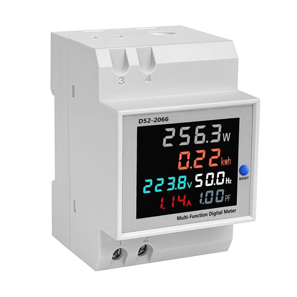Rail AC Display D52-2066 40-300V 100A / Digital Ammeter, Voltmeter, Wattmeter With External