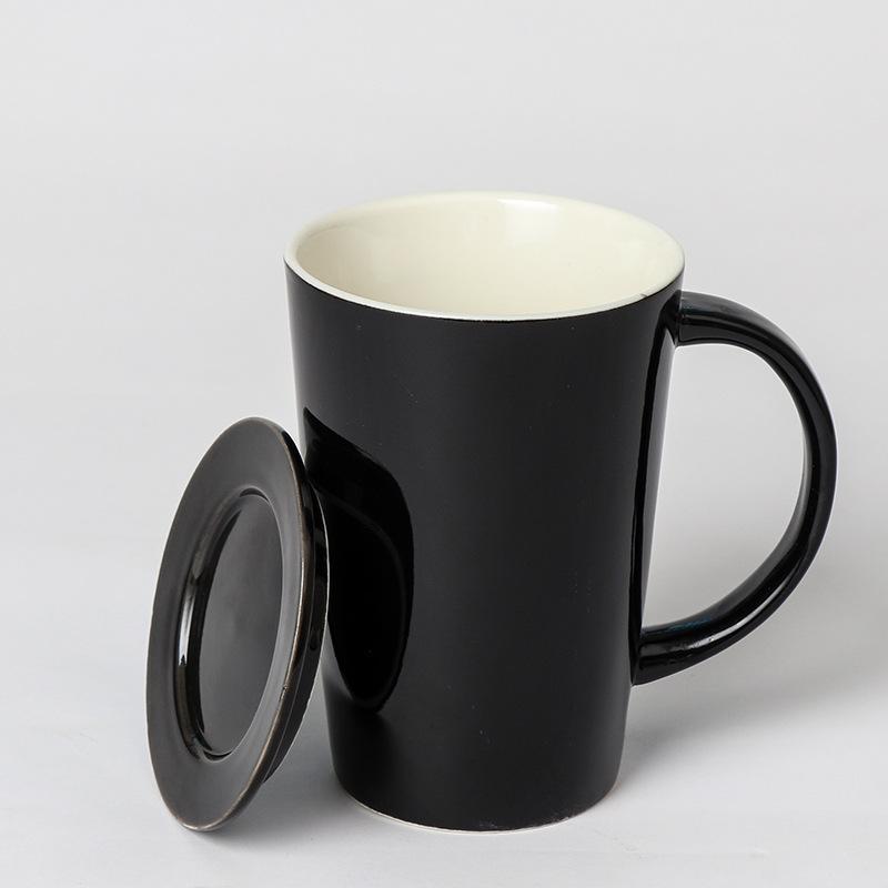 Simple ceramic water cup mug creative coffee cup high-end office teacup with lid gift cup