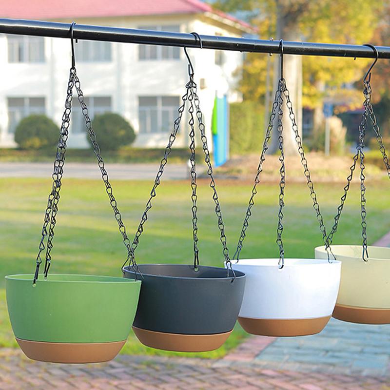 Modern Hanging Flowerpot Plastic Double Chain Hanging Basket Flower Pot