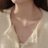 Маленькая квадратная цепочка на ключицу, подарок японской девушке, сломанное серебряное ожерелье, цепочка с подвеской в виде кубика Рубика из циркония, цепочка для свитера.